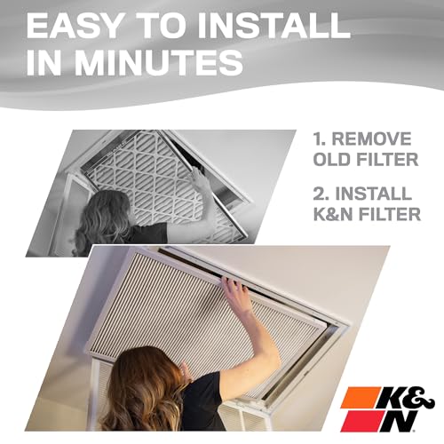 K&N 10X20X1 HVAC Furnace Air Filter, Lasts a Lifetime, Washable, Merv 8, the Last HVAC Filter You Will Ever Buy, Breathe Safely at Home or in the Office, HVC-8-11020 9.5" x 19.5" x 0.8"