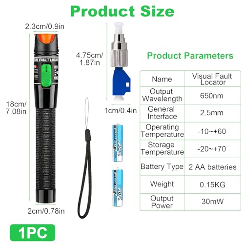 Visual Fault Locator Kit 30KM Fiber Optic Cable Tester Meter