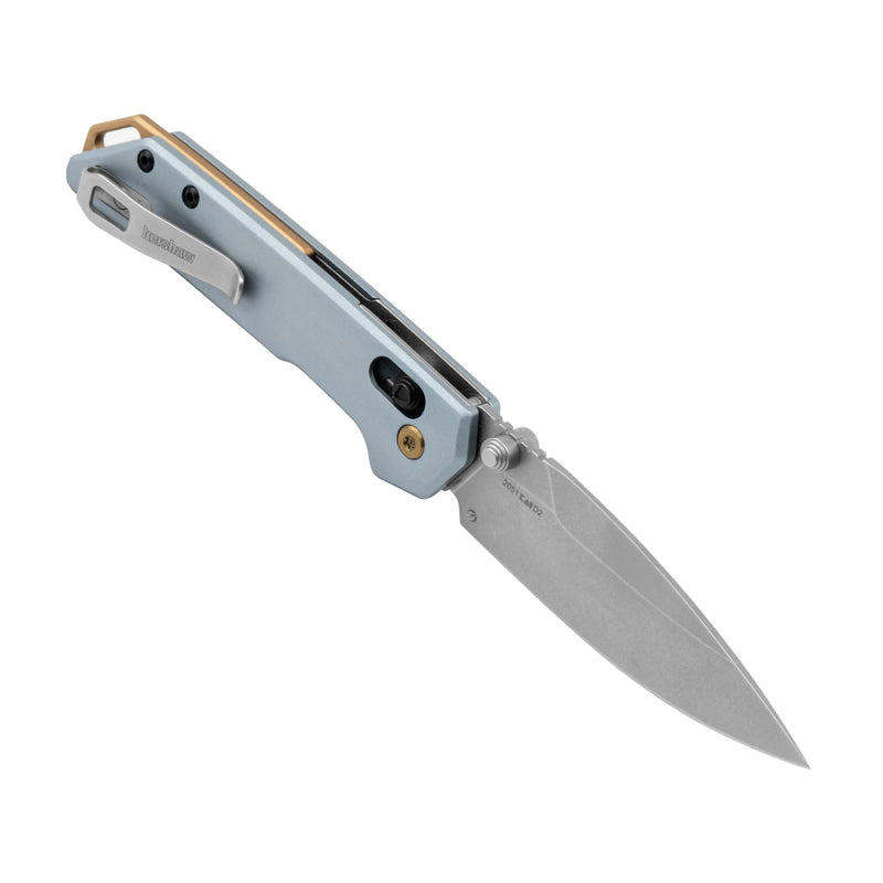 Kershaw Mini Iridium Folding Pocket Knife, 3 inch D2 Steel Blade, DuraLock, Aluminum Handle, Pocketclip Gray