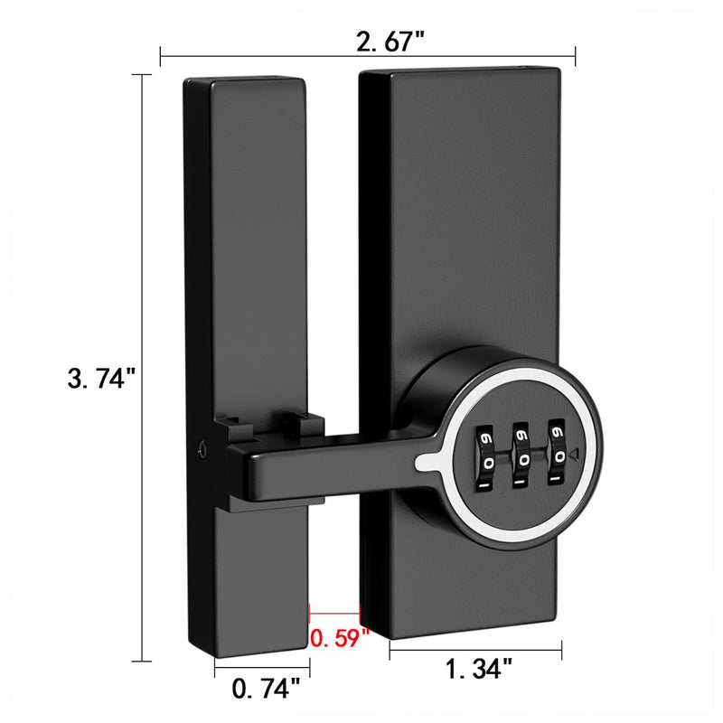 Black (Luminous) 180 Degree Barn Door Lock,Mechanical Password Lock,3 Digit Password Keyless,Flip Latch with Combination,Protect Privacy,for Bedrooms,garages,Cabinets,Windows,Garden,and Bathroom Black (Luminous) 1