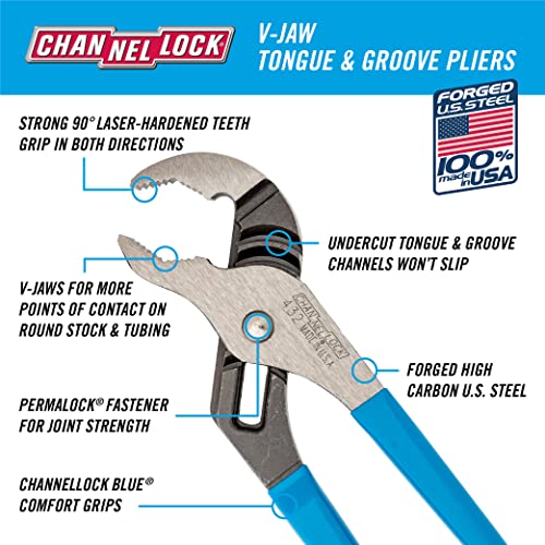 Channellock 432 Tongue and Groove Pliers, 10 In, Polished 10 inch