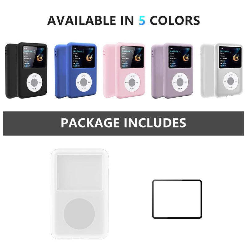 Silicone Case for innioasis Y1 Mp3 Player, Soft Anti-Scratch Cover with Screen Protector, Slim Lightweight Full-Body Protection -Mist White translucent