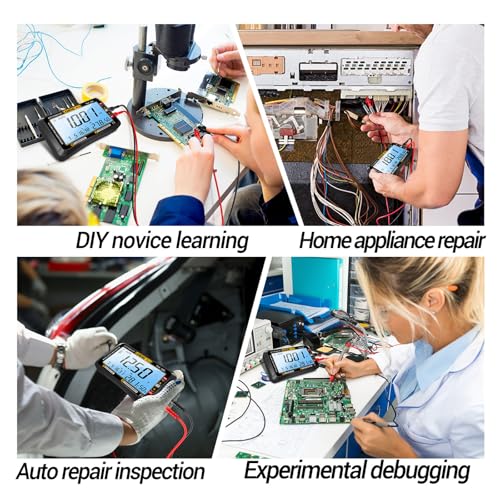 ANENG Digital Multimeter Tester,4000 Counts Voltage Tester,Auto-Ranging TRMS Volt Meter,Large LCD Ohm Meter Measures AC/DC Current,Voltage,Resistance, Diode,Continuity,Capacitance,Temperature 613 Black Large Screen