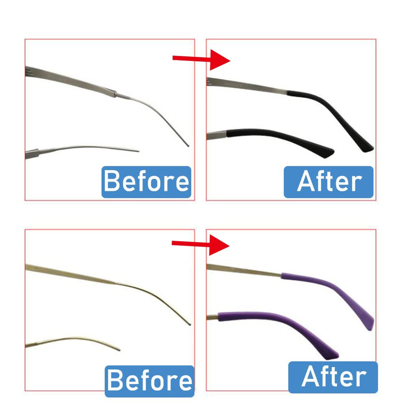 Eyeglass Replacement Temples, Silicone Glasses End Tips Ear Sock Sleeve for Thin Metal Eyeglass Legs,8 Pairs Black