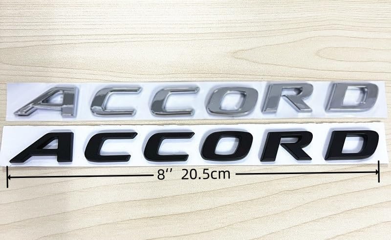 Car 3D Rear Tail Letter Emblem Replacement for Accord,Car Badge Decals Logo Trunk Decoration Emblem Modification(Silver) A silver