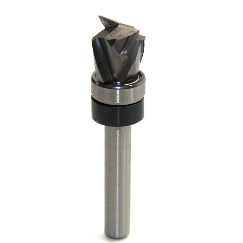 Carbide Compression Flush Trim Router Bit 1/4 Shank 1/2" Dia. 1/2" Cut H | Top Bearing for Flush Trimming, Stay-Sharp Hardened Edges, Polished Surface Reduces Friction, 2+2 Spiral Prevents Tear-Out 1/2" Dia,1/2" Height,1/4 Shank