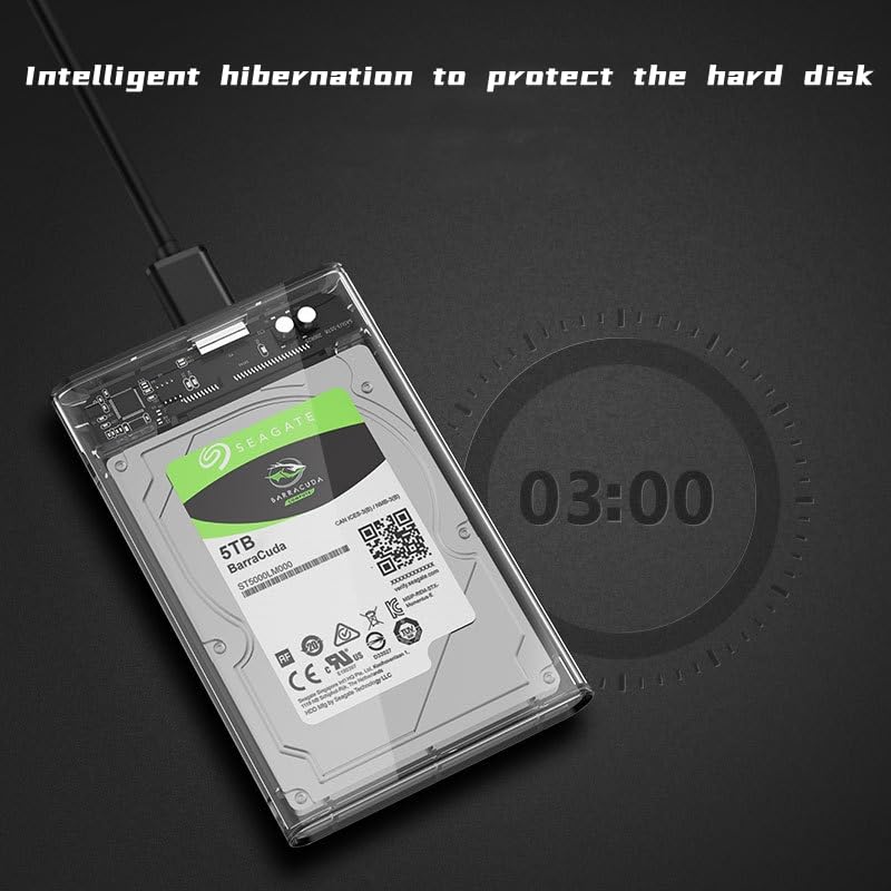 Transparent 2.5-inch Hard Drive Enclosure, USB 3.0/USB 3.1 to SATA III External Hard Drive case Adapter, SSD and HDD 9.5mm/7mm, Compatible with PS4, Xbox, PC, TV, and Laptop, Tool-Free Installation USB 3.1 Silver Adapter