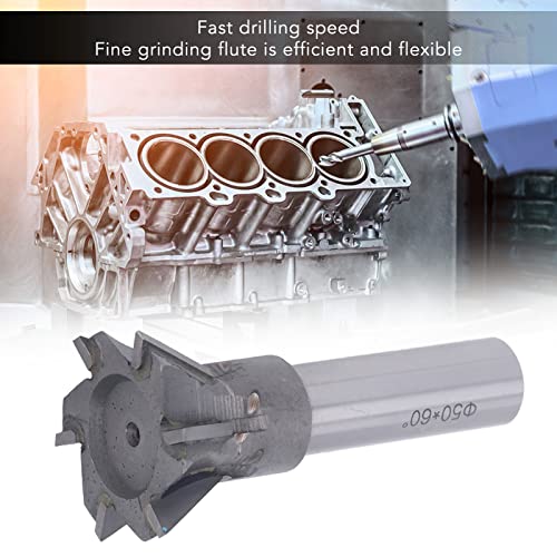 Dovetail Cutter, 60 Degree Quenching Cemented Carbide Universal Handle High Temperature Resistance End Mill Smooth Chip Evacuation Efficient Flexible Dovetail Cutter Milling for Non Ferrous Metals
