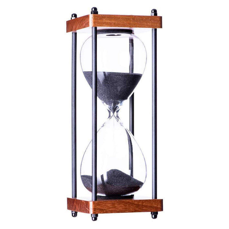 Large Hourglass Timer 60 Minute, Decorative Wooden Sandglass, Black Black Sand