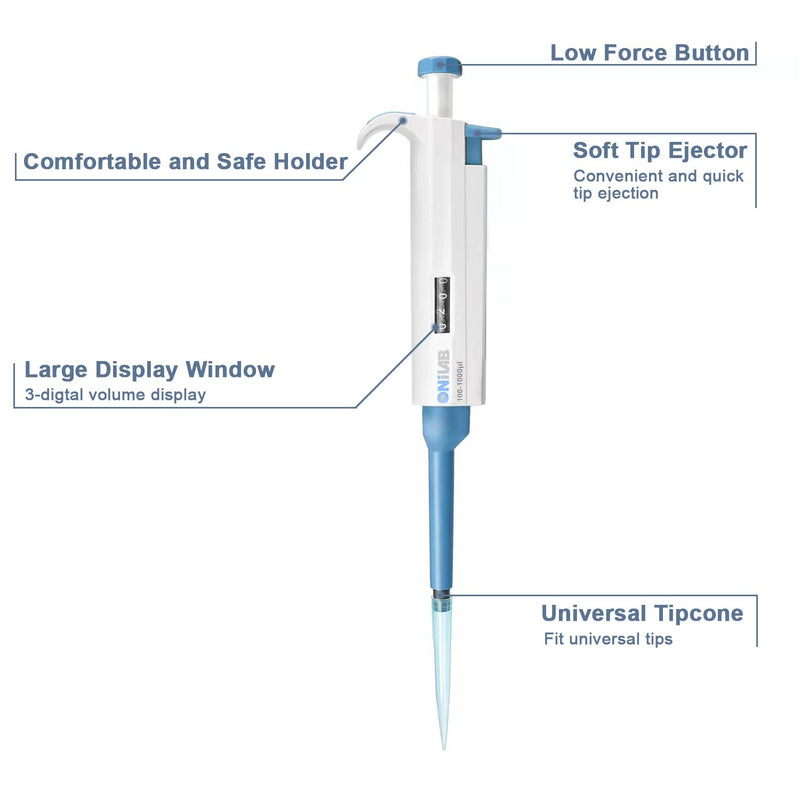 ONiLAB Lab Micropipette, Adjustable Volume Single Channel Pipettors,100-1000ul 100-1000ul