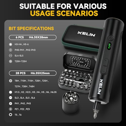 KELIN 44in1 Electric Screwdriver Set 3 Torque Levels S2 Steel Bits