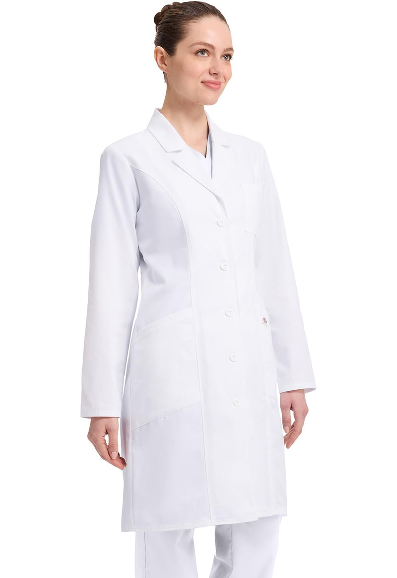 Dickies Contemporary Fit Women's 37" Twill Fitted Lab Coat 82401 Small White