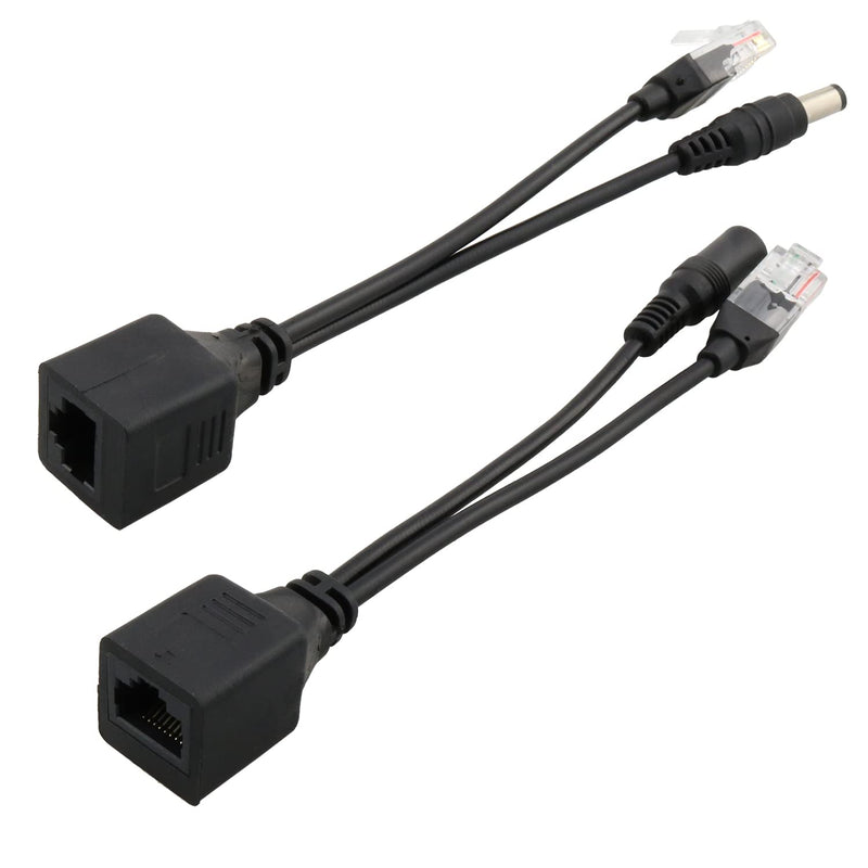 POE Splitter Injector Kit 1Pair Power Over Ethernet Passive PoE Adapter Injector Splitter Cable with 5.5x2.1mm DC Connector 12V