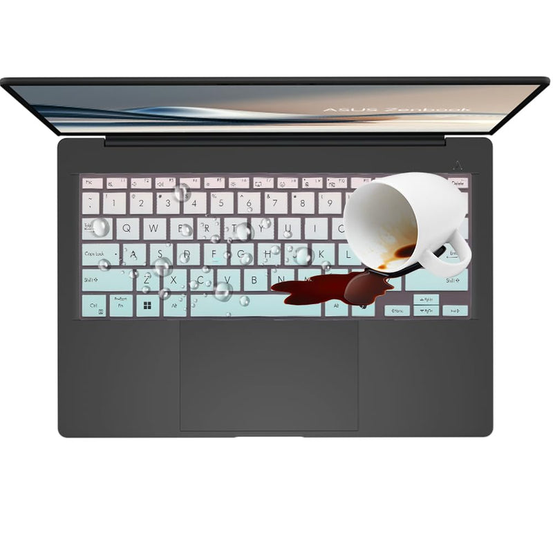 Keyboard Cover for ASUS ZenBook A14 UX3407, ZenBook S 14 UX5406, ZenBook S 16 UX5606 UM5606 UM5606WA, ZenBook A16 UX3607 14-inch Laptop US Layout Keyboard Protective Cover Skin-OmbreMint OmbreMint