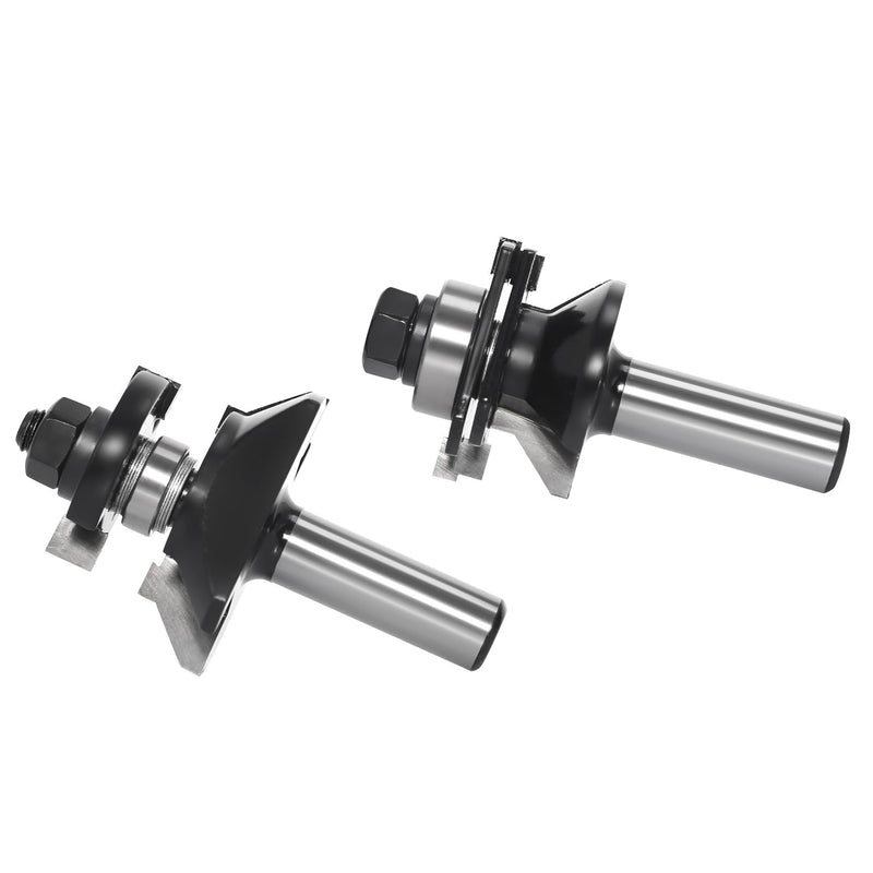 2pcs V-Joint Tongue & Groove Bit Set 1/2 Shank, Carbide Tip, Cabinet Door Rail and Stile Bevel Shaker Cutters, for Woodworking Making Door & Windows Frame 1/2 Shank-A