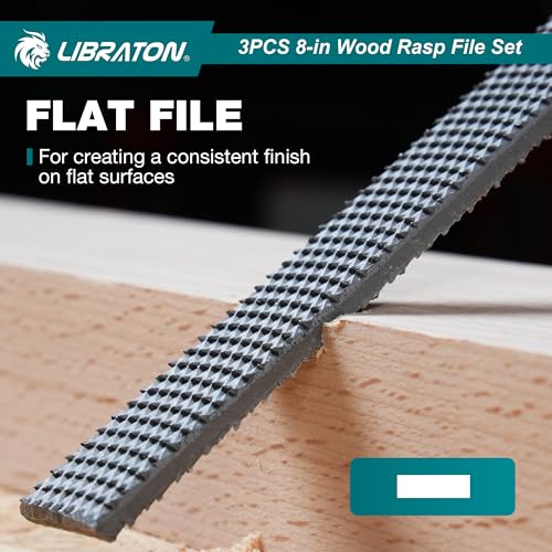 LIBRATON Wood Rasp Set, 3PCS Wood File Set, Multi-Shape Wood Rasp File 3