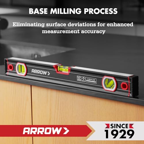 ARROW 16-Inch Level, Magnetic Torpedo Level for Construction, Carpentry Single Level (16")