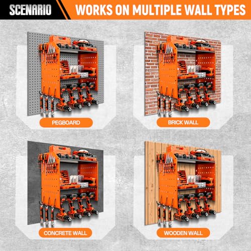 Drill Holder, Power Tool Organizer, Tool Storage Rack with 4 Drill Holders Orange 3