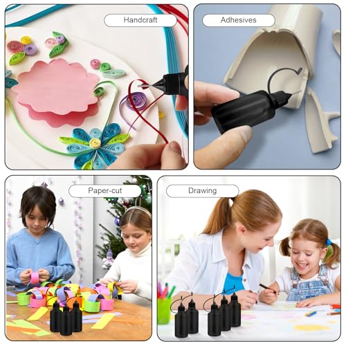 10Pcs 30ml Needle Tip Glue Bottle, 2 Funnel Includes,Black Black