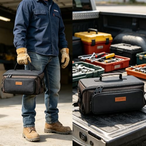 Small Tool Bags/Pouches for Men, 13-Inch.Electrician/HVAC Tool Pouches Bag with Compartments.