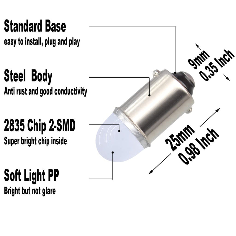 Yoper BA9S 53 57 1895 64111 LED Light Bulb for Car 12V White White Color