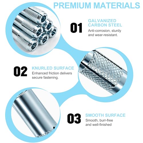 25Pcs Drop-in Anchors,3/8''-16 Zinc-Plated Concrete Knurled Drop-in-Anchor 3/8"-16 25