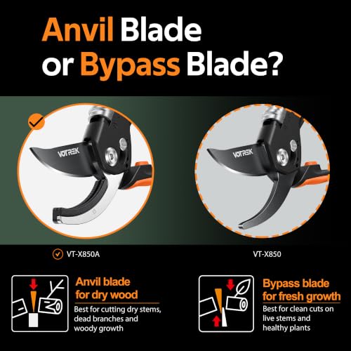 Anvil Pruning Shears, 3/4" Cut Capacity Garden Clippers Heavy Duty Orange