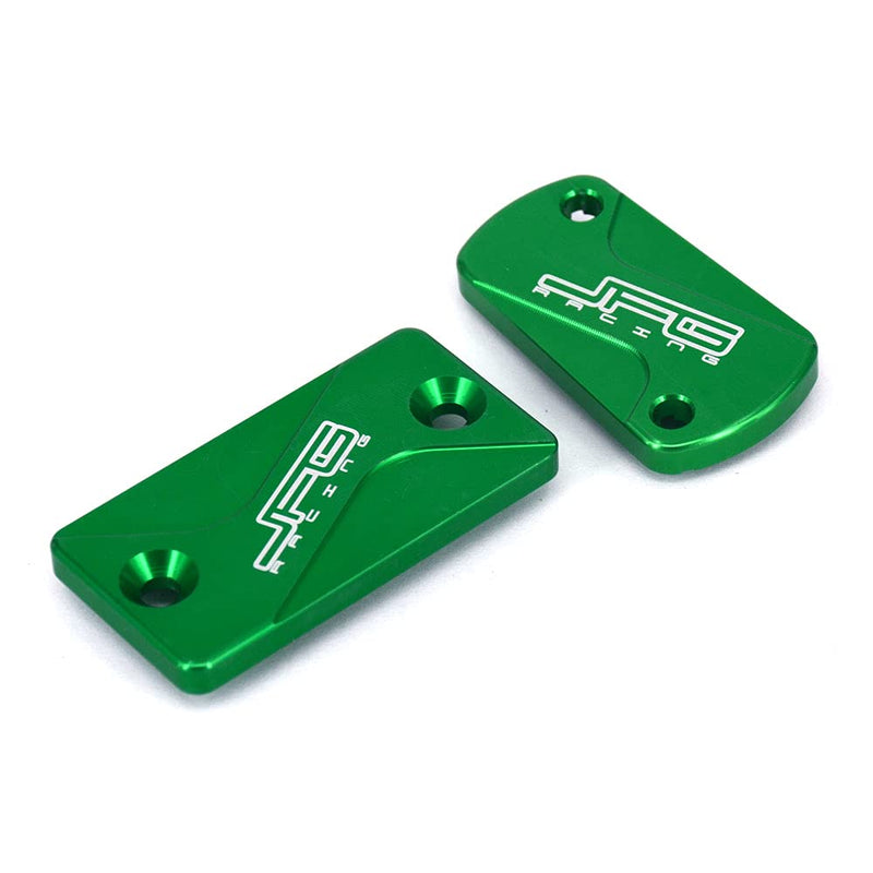 Motorcycle Front And Rear Brake Fluid Reservoir Cover CNC Cap Set Compatible To KX125 KX250 03-08 KX250F 04-18 KX250 19-20 KX450F 06-18 KLX300R 2020 KLX450R 08-15 Dirt Bike Green Front & Rear Brake Fluid Reservoir Cover_1