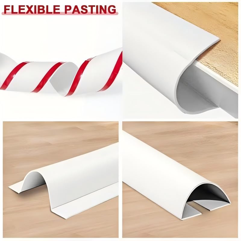 3.3ft Floor Cord Cover, Hide Extension Cords, Prevent Cable Trips, Heavy Duty Cord Hider for Home, Office, Living Room, Bedroom and Walkways, White