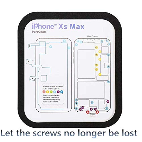 15 in 1 Magnetic Screw Position Memory Pad Set for iPhone 6 6P 6S 7 7P 8 8P X XS Max XR 11 11pro 11pro max Repair 1pcs Magnetic Screw Mat and 15pcs Phone Part Chart Assembly Assistant Tool Mat Maps