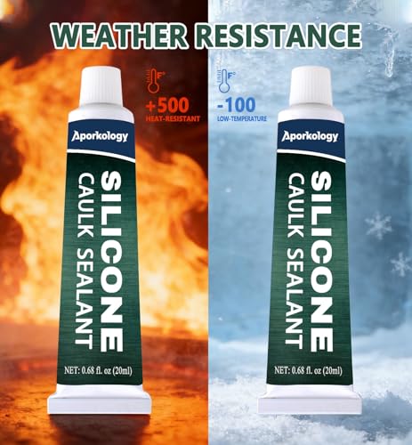 Clear Silicone Caulk Waterproof Silicone Sealant, 0.68 fl.oz(20ml)*2 20ml*2