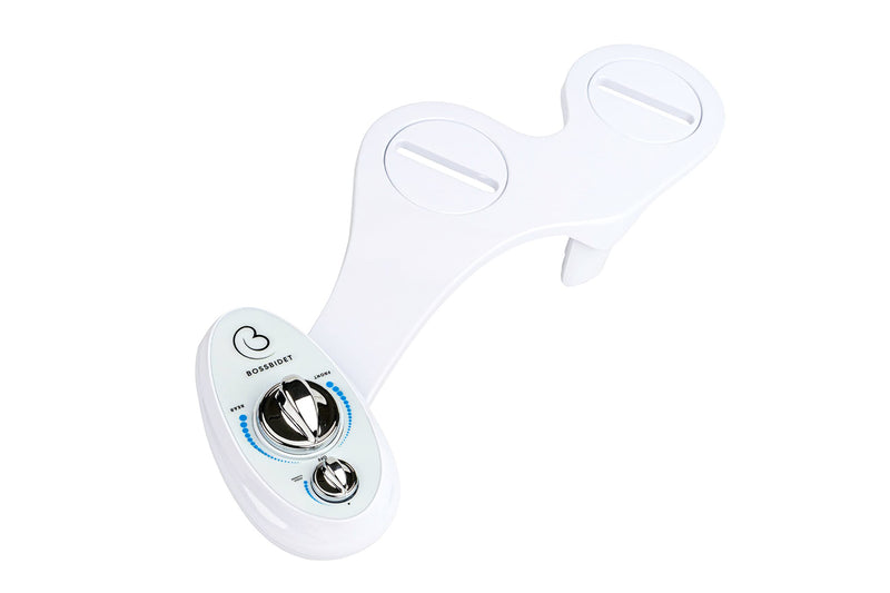 Luxury White Blue - Bidet Attachment for Toilet Seat - Dual Nozzles, Self-Cleaning, Non-Electric Water Sprayer, Save Money On Toilet Paper and Reduce Waste