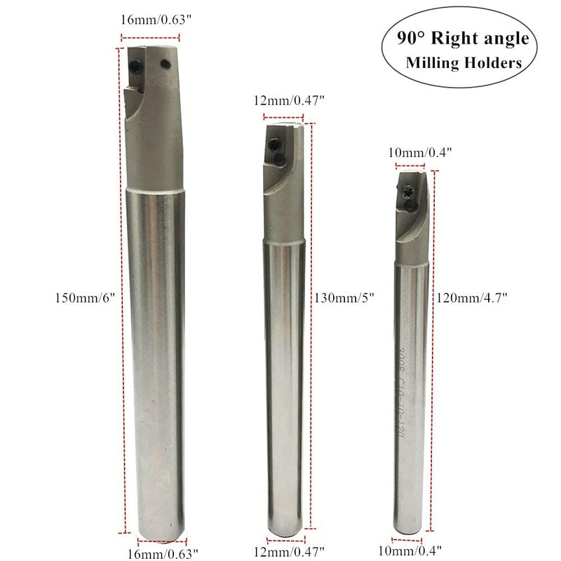 JTR 3pcs 90 Degree BAP300R End Mill Holders Indexable Inserts Tool Holder with 10pcs APMT1135PDER Milling Inserts for Machining Steel, Cast Iron