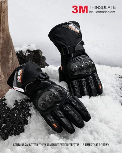 BORLENI Winter Motorcycle Gloves Waterproof Motorcycle Riding Gloves Warm Windproof Motorcycle Gloves for Men Women Large black