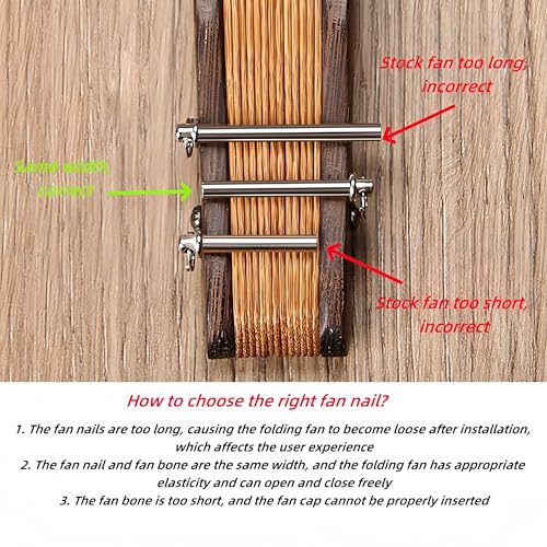 5 pcs Fan Repair Accessories (17mm,19mm,21mm,23mm,25mm),Repair Your Favorite Folding Fan,Complete Kit with Shaft Rivets Easy to Use Nail Kit
