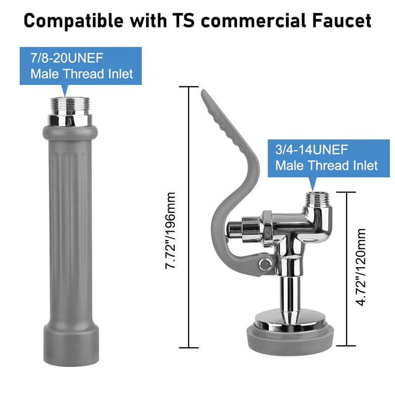 Pre Rinse Sprayer Valve, 1.42 GPM High Pressure Commercial Pre Rinse Spray Head Dish Sprayer Replacement Kit for Restaurant Industrial Faucets, Chrome Finished Gray