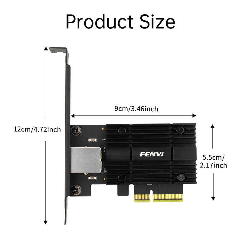 FENVI RTL8127 10G PCIe X4, 4X Faster Than 2.5G, NAS/Server, Win/Linux | PCIe 3.0/4.0 Compatible, Backward Compatible 5G/2.5G/1G/100Mbps, Low-profile for ITX, Perfect for 4K Video Editing & NAS