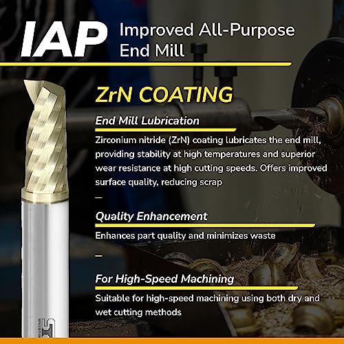 SPEED TIGER Solid Carbide CNC Spiral O Single Flute End Mill-IAP5/16"Diameter 5/16"Shank, 2-1/2"OVL(1 Piece, 5/16")-For Aluminum, Wood, Plastic, Brass, Copper Cutting–Mill Bits Sets for Professionals 5/16 in