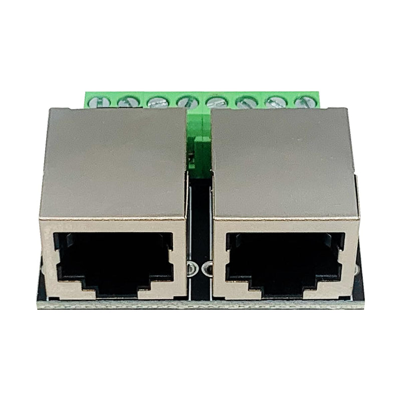 2PCS RJ45 Ethernet Dual Female Terminal Breakout Board,3.5mm Pitch 8Pin RJ45 Screw Connector Board Network Adapter Terminal Dual RJ45 interface