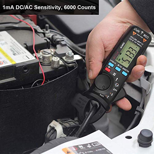 BSIDE ACM91 Digital Clamp Meter 1mA AC/DC Current True RMS Auto-Ranging 6000 Counts Meter Hz Temperature Capacitance Live Check V-Alert Low Impedance Voltage Tester Black