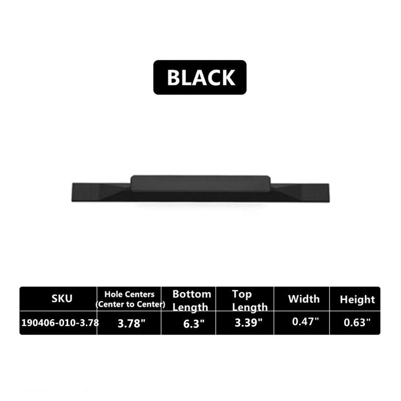 Kitchen Cabinet Pulls - Black Cabinet Handles - 5 Pack Long Cabinet Hardware for Drawers Dresser Furniture Pulls (3.78 inches Hole Center - 6.3 inches Length) 3.78 inches Hole Center - 6.3 inches Length