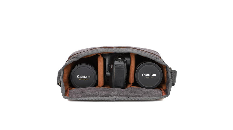Camera Bag, SLR DSLR Waterproof Canvas Camera Case, Vintage Padded Shoulder Bag for Women and Men (Army Green) Army Green