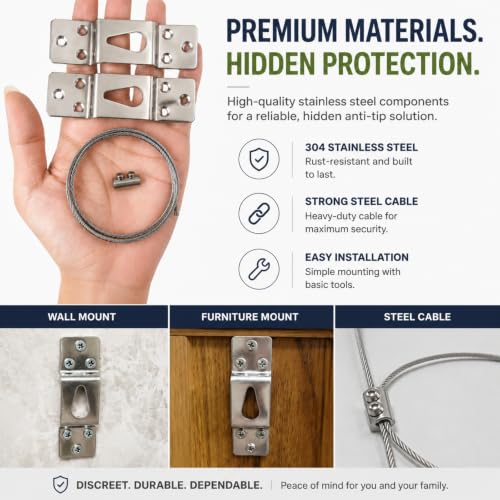 DAMILA 304 Stainless Steel Heavy Duty Hidden Furniture Anchors 4 Pack