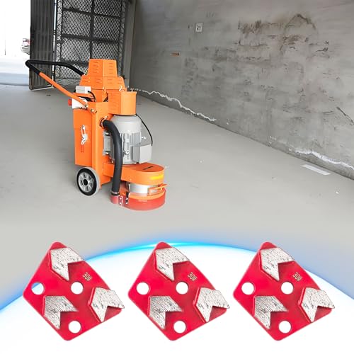 Flylin 3Pcs Trapezoid Diamond Grinding Disc 30 Grit, 3 Arrow Teeth-Red 3 Arrow Teeth--Red