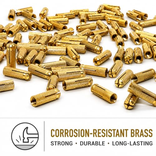 (Pack of 50) Brass Drop in Anchors 3/16" x 25/32" (M5 x 20 mm), Bolt Sleeve, Expansion Wall Dowels, Masonry Concrete Anchor 3/16" x 25/32" (M5 x 20 mm)