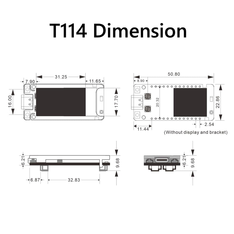 Meshtastic Mesh Node T114 V2 nRF52840 and SX1262 LoRa Chip Development Board Kit GPS Tracker 902-928MHz with 1.14 inch TFT-LCD Display BLE Compatible with Arduino (T114 with Screen) T114 With Screen