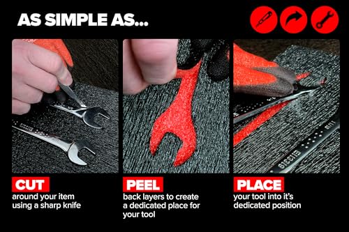 Shadow Foam Inserts Compatible With Packout Compact Organiser – Compatible With Milwaukee Packout Compact Organiser Easy Peel Foam for Milwaukee Packout System (Red, 2 Inch Depth) Red 50mm