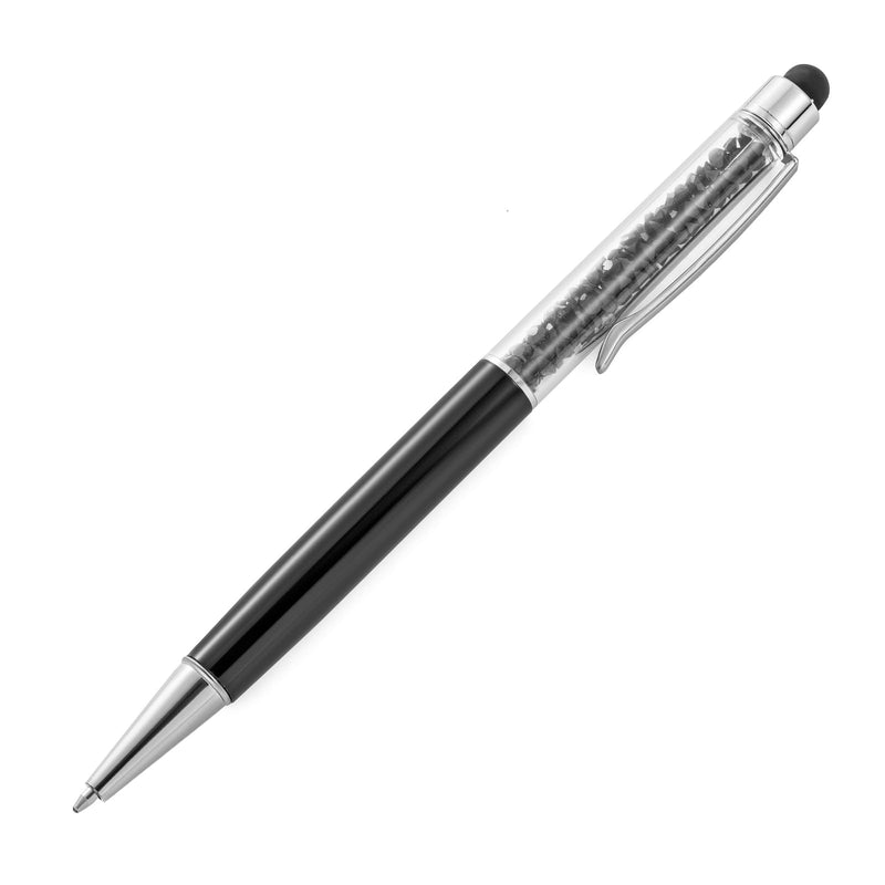 Crystal Stylus Pen, 2 in 1 Twist Ballpoint Pen and Capacitive Touchscreen Writing Tool for Phones, Tablets and Touch Screens, Black