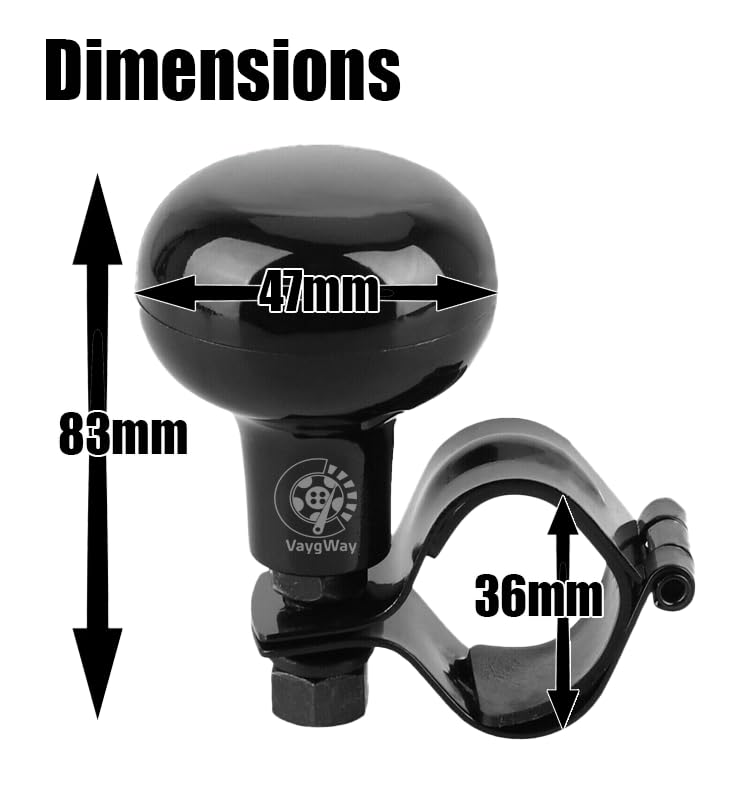 Vaygway Universal Fit Vehicle Steering Wheel Suicide Spinner Knob- Black Car Suicide Ball Power Handles- Vehicle Tractor Boat Black Spinner Knob- Wheel Accessories Arthritis Handicap Spinners 1 Pack