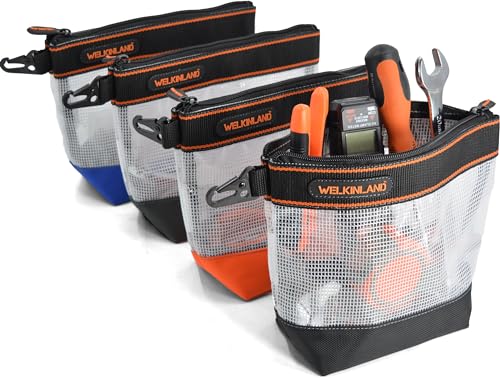 WELKINLAND 10-Inch Clear Tool Pouch Organizer, 4-Pack Zippered Tool Pouch
